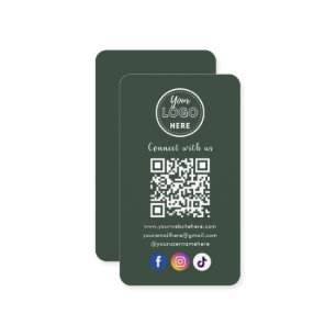 Carte D'accompagnement QR Code Connexion Us Social Media Forest Green