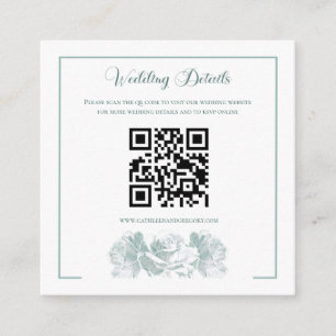 Carte D'accompagnement QR Code de mariage calligraphié vert sauge
