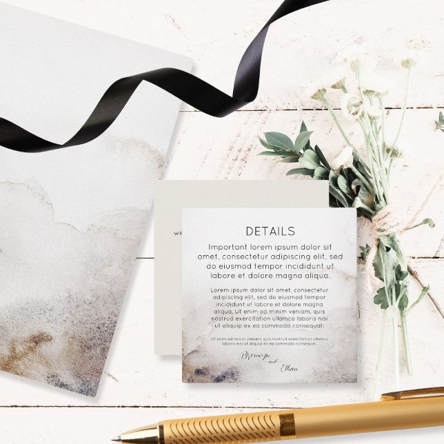 Carte D'accompagnement QR code Détails Seashell Sandy Beach (simple seashell and watercolor sandy beach wedding stationary)