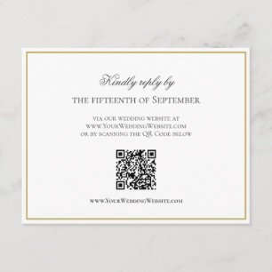 Carte D'accompagnement QR Code Elegant Gold Bordure Monogramme RSVP