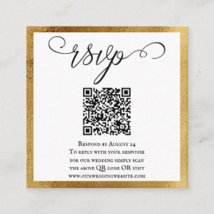Carte D'accompagnement QR Code Elegant Gold Noir Noir Noir Mariage RSVP