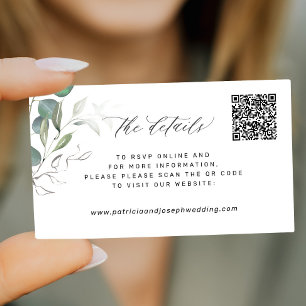 Carte D'accompagnement QR CODE élégante verdure mariage détails du site w