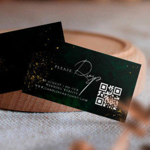 Carte D'accompagnement Qr Code Emerald Green Magic Gold Mariage RVSP