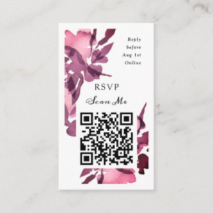 Carte D'accompagnement QR Code en ligne Photo Plum Floral Website RSVP