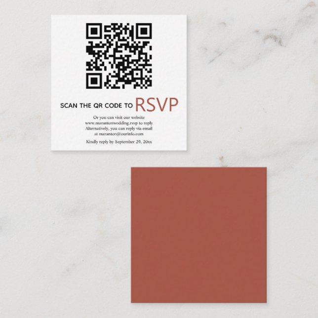 Carte D'accompagnement QR code en ligne RSVP mariage de automne en terre  (Devant / Derrière)