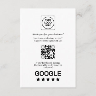 Carte D'accompagnement QR Code Google Avis   Lien de retour d'information