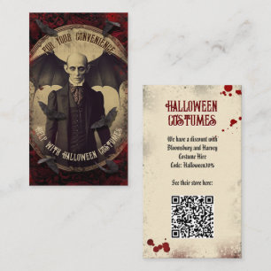 Carte D'accompagnement QR Code Halloween Costume Website Déplaisant Nosfe