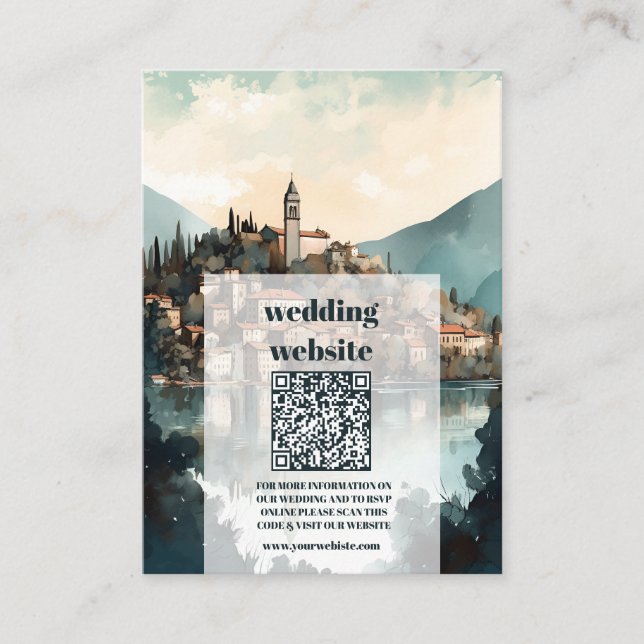 Carte D'accompagnement qr code Italie Lac de Côme Destination Mariage (Devant)