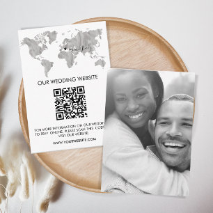 Carte D'accompagnement QR Code Mariage Destination World Map Voyage