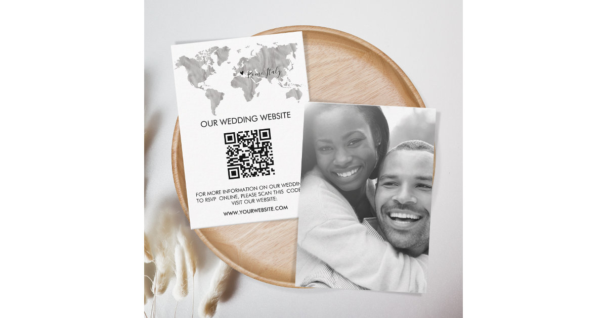 Carte D'accompagnement QR Code Mariage Destination World Map Voyage