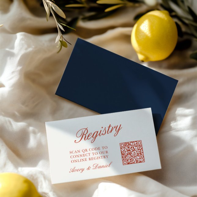 Carte D'accompagnement QR Code Mariage Registre Ivory (QR Code Wedding Registry Ivory Enclosure Card)