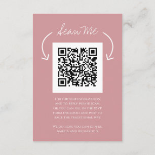 Carte D'accompagnement QR code mariage site Web monogramme rose analyse r