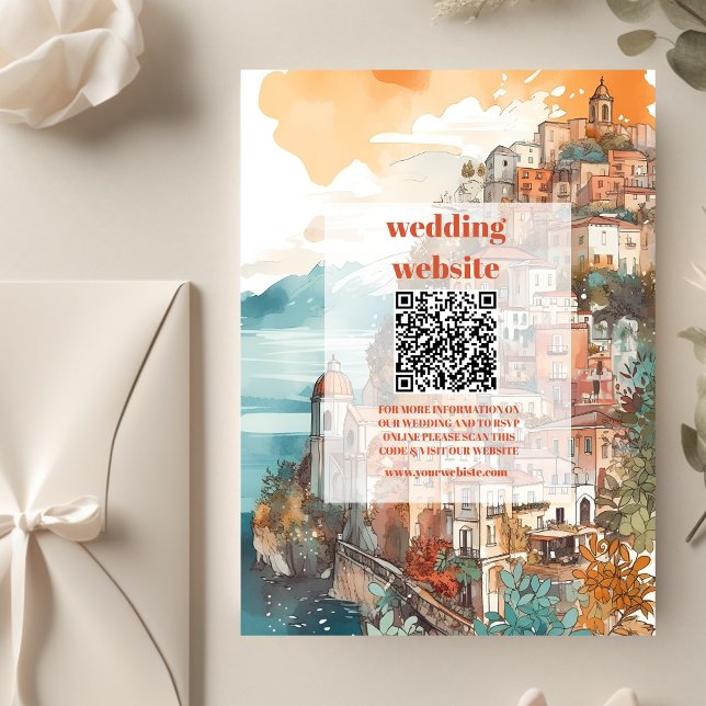 Carte D'accompagnement qr code Modern Elegant Italie Destination Mariage (Créateur téléchargé)
