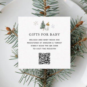 Carte D'accompagnement QR Code Mountain Winter Baby shower Cadeau Registr