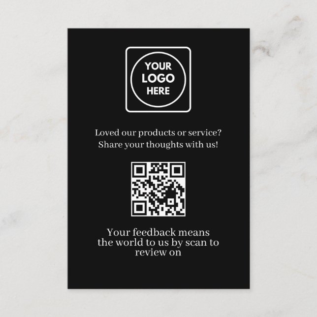 Carte D'accompagnement QR code noir | Lien de retour d'information et d'a (Devant)