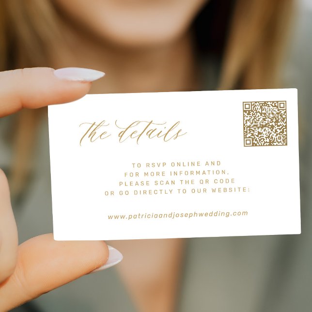 Carte D'accompagnement QR CODE or élégance mariage détails du site Web (Créateur téléchargé)