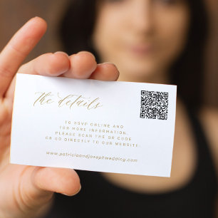 Carte D'accompagnement QR CODE or élégance mariage détails du site Web