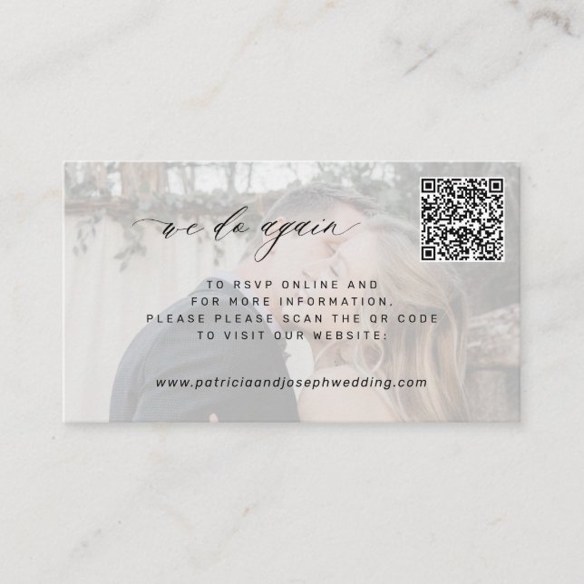 Carte D'accompagnement QR CODE photo minimale nous refaisons mariage (Devant)