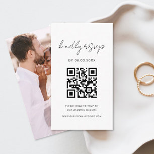 Carte D'accompagnement QR Code photo minimaliste RSVP site Mariage