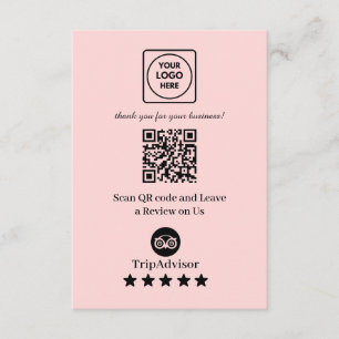 Carte D'accompagnement QR code rose   Lien de notation d'entreprise TripA