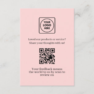 Carte D'accompagnement QR code rose   Lien de retour de client et d'avis
