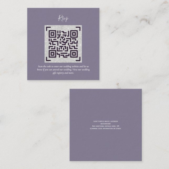 Carte D'accompagnement QR CODE RSVP Détails du Mariage Cadeaux de logemen (Devant / Derrière)