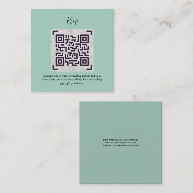 Carte D'accompagnement QR CODE RSVP Détails du Mariage Cadeaux de logemen (Devant / Derrière)
