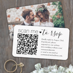 Carte D'accompagnement QR Code RSVP Mariage Site Web Simple Réponse photo