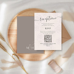 Carte D'accompagnement QR Code RSVP Online Blush Réception Florale Simple