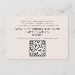 Carte D'accompagnement QR Code RSVP Online Simple Blush