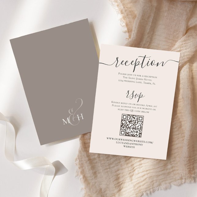Carte D'accompagnement QR Code RSVP Réception en ligne de broussailles Ta (Details wedding enclosure card with QR code for Online RSVP. )