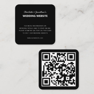 Carte D'accompagnement QR Code RSVP Site Web Mariage en ligne Simple Noir