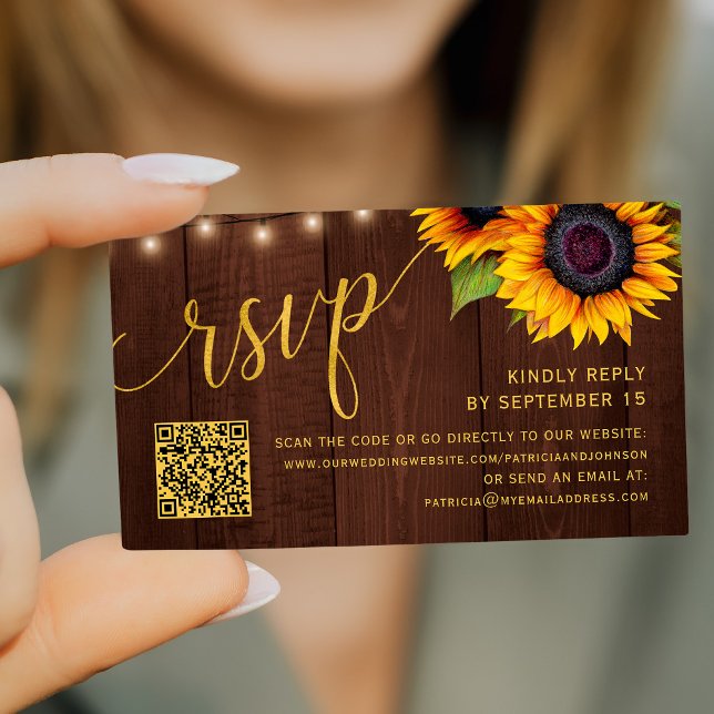 Carte D'accompagnement QR code rustique pays chic mariage RSVP (Créateur téléchargé)