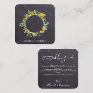 Carte D'accompagnement QR Code Rustique Tournesol Eucalyptus Mariage Invi