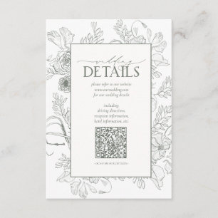 Carte D'accompagnement QR Code Sage Green Floral Détails du Mariage