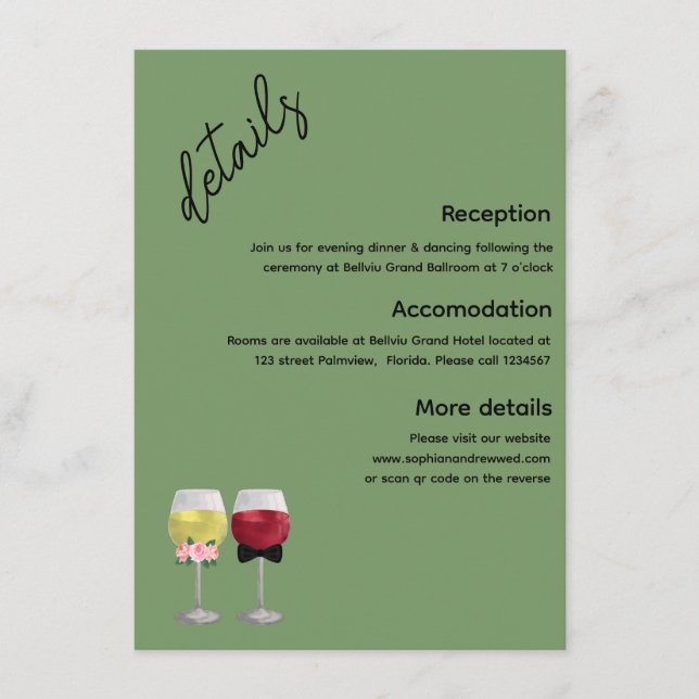 Carte D'accompagnement QR Code Scan Me Boho Couple Vin Mariage (Devant)