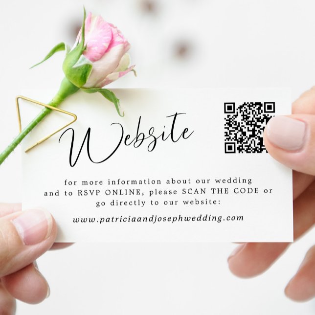 Carte D'accompagnement QR CODE simple élégant calligraphie mariage site (Créateur téléchargé)