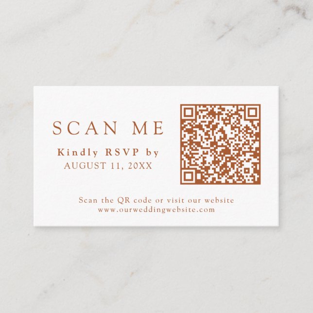 Carte D'accompagnement QR Code & Site Mariage Burnt Orang Wedding RSVP (Devant)