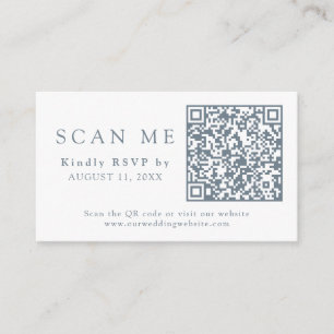 Carte D'accompagnement QR Code & Site Mariage Dusty Blue Wedding RSVP