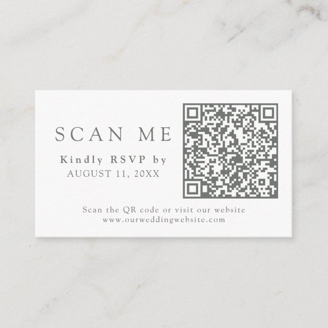 Carte D'accompagnement QR Code & Site Mariage Eucalyptus Wedding RSVP (Devant)