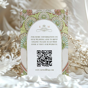 Carte D'accompagnement QR Code Site Mariage Info Art Nouveau