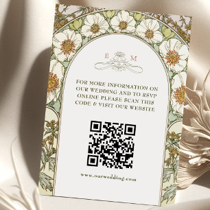 Carte D'accompagnement QR Code Site Mariage Info Art Nouveau
