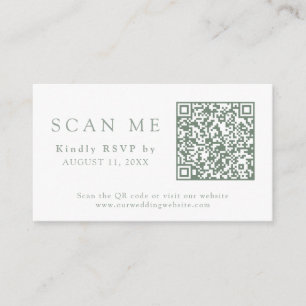 Carte D'accompagnement QR Code & Site Mariage Sage Green Wedding RSVP