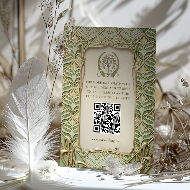 Carte D'accompagnement QR Code Site Web Mariage Info Boîtier Art Nouveau (Créateur téléchargé)