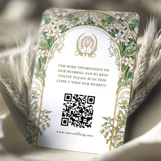 Carte D'accompagnement QR Code Site Web Mariage Info Boîtier Art Nouveau