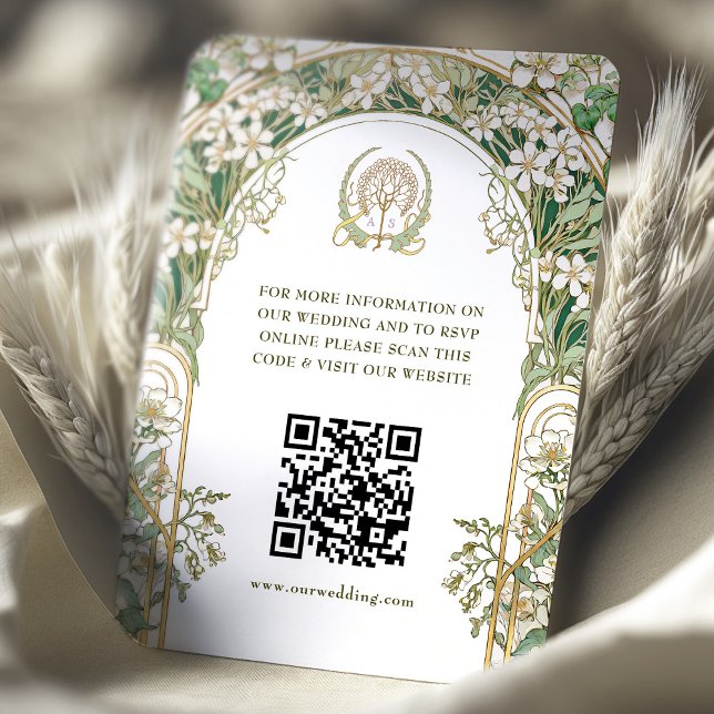 Carte D'accompagnement QR Code Site Web Mariage Info Boîtier Art Nouveau (Créateur téléchargé)