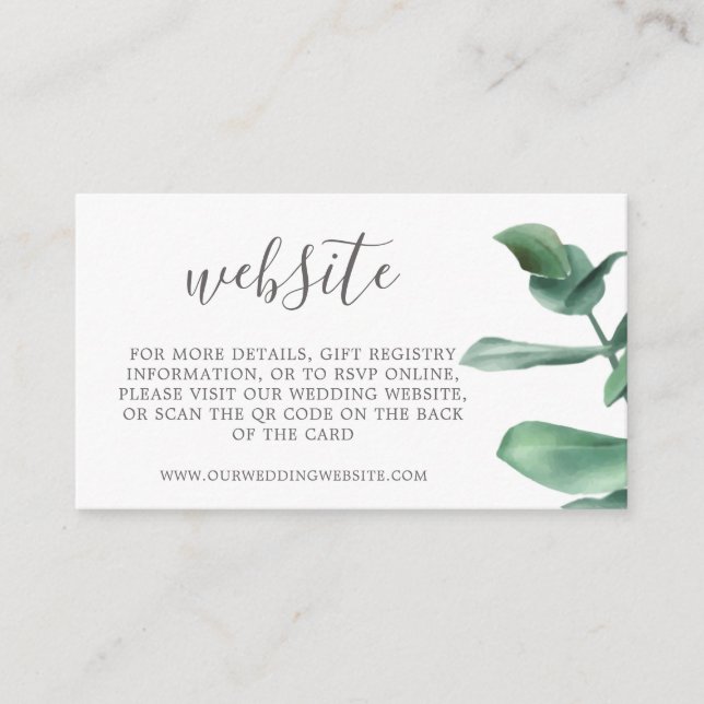 Carte D'accompagnement QR code site web moderne eucalyptus botanique (Devant)