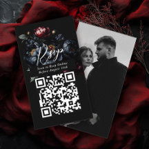 QR Code sombre Moody Peony Mariage gothique RSVP