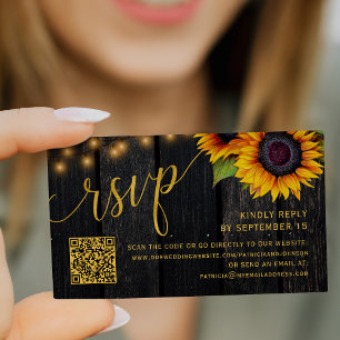 Carte D'accompagnement QR code tournesol rustique mariage chic RSVP