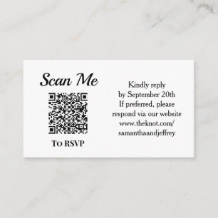 Carte D'accompagnement QR Code Wedding Online RSVP Black and White